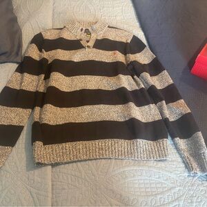Polo Ralph Lauren Black and Gray Striped Crewneck Sweater